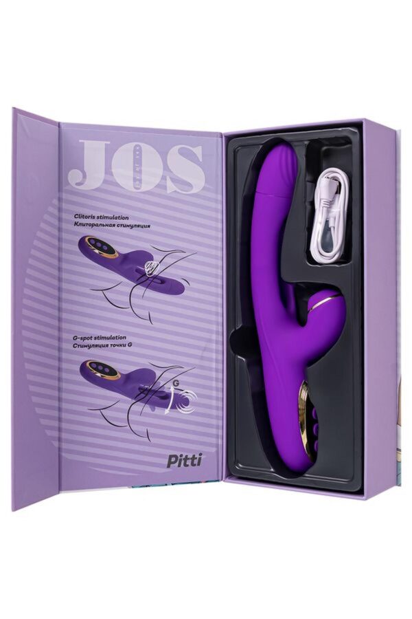 Vibrator with vacuum stimulation and JOS Pitti tongue, silicone, purple, 24 cm - obrazek 9