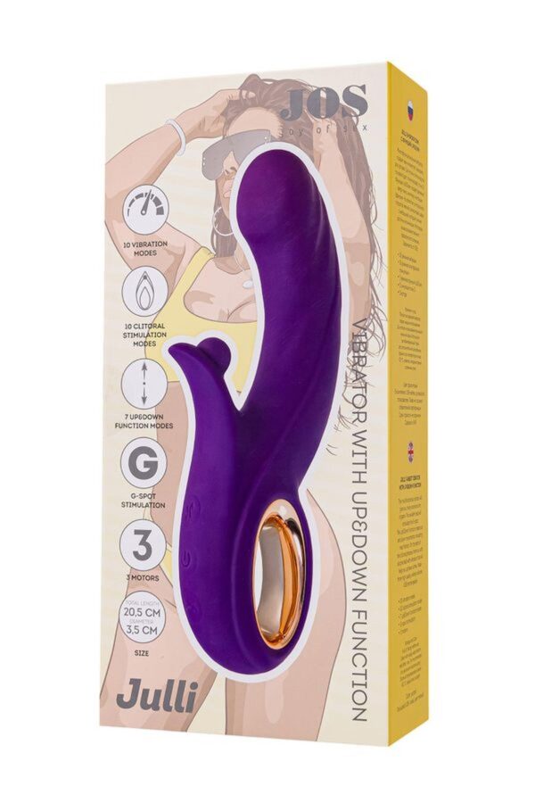 Vibrating roller with Up&Down functions by JOS Julli, silicone, purple, 20.5 cm - obrazek 9