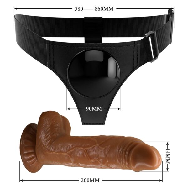 PRETTY LOVE   HARNESS BRIEFS  Micheal, Universal Strap On, 7.0 Dildo - obrazek 9