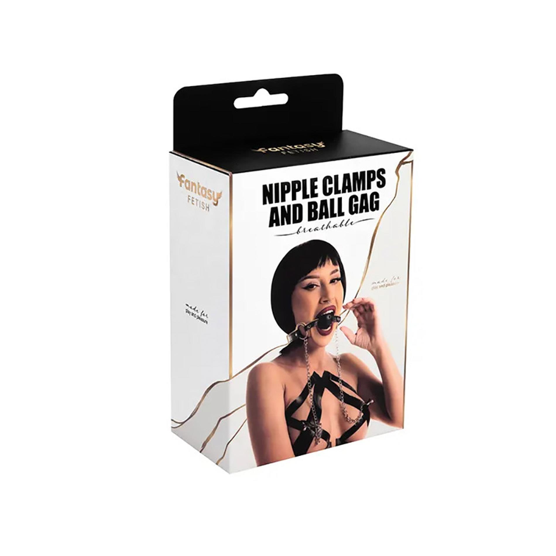 Breathable ball gag with adjustable nipple
clamps. - obrazek 5